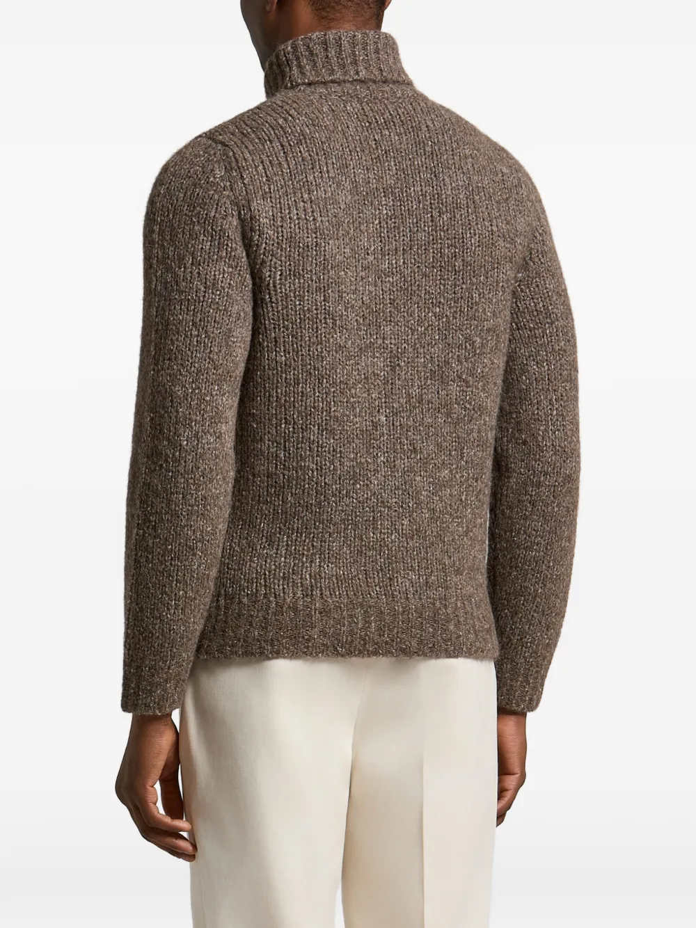 Peserico geometric-pattern roll-neck sweater Bruin