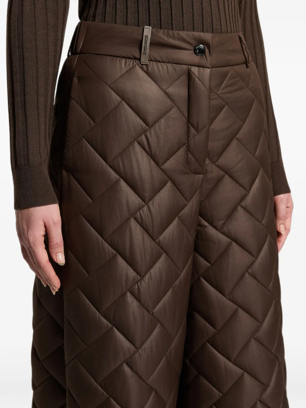Peserico Gewatteerde broek met trekkoord Bruin