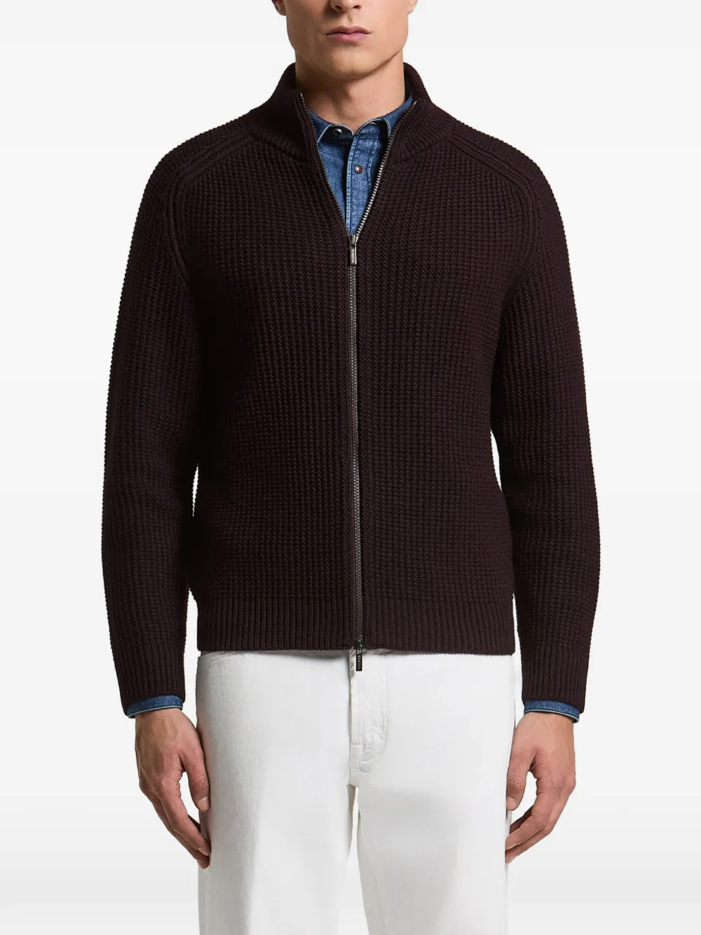 Peserico waffle-knit raglan-sleeve cardigan
