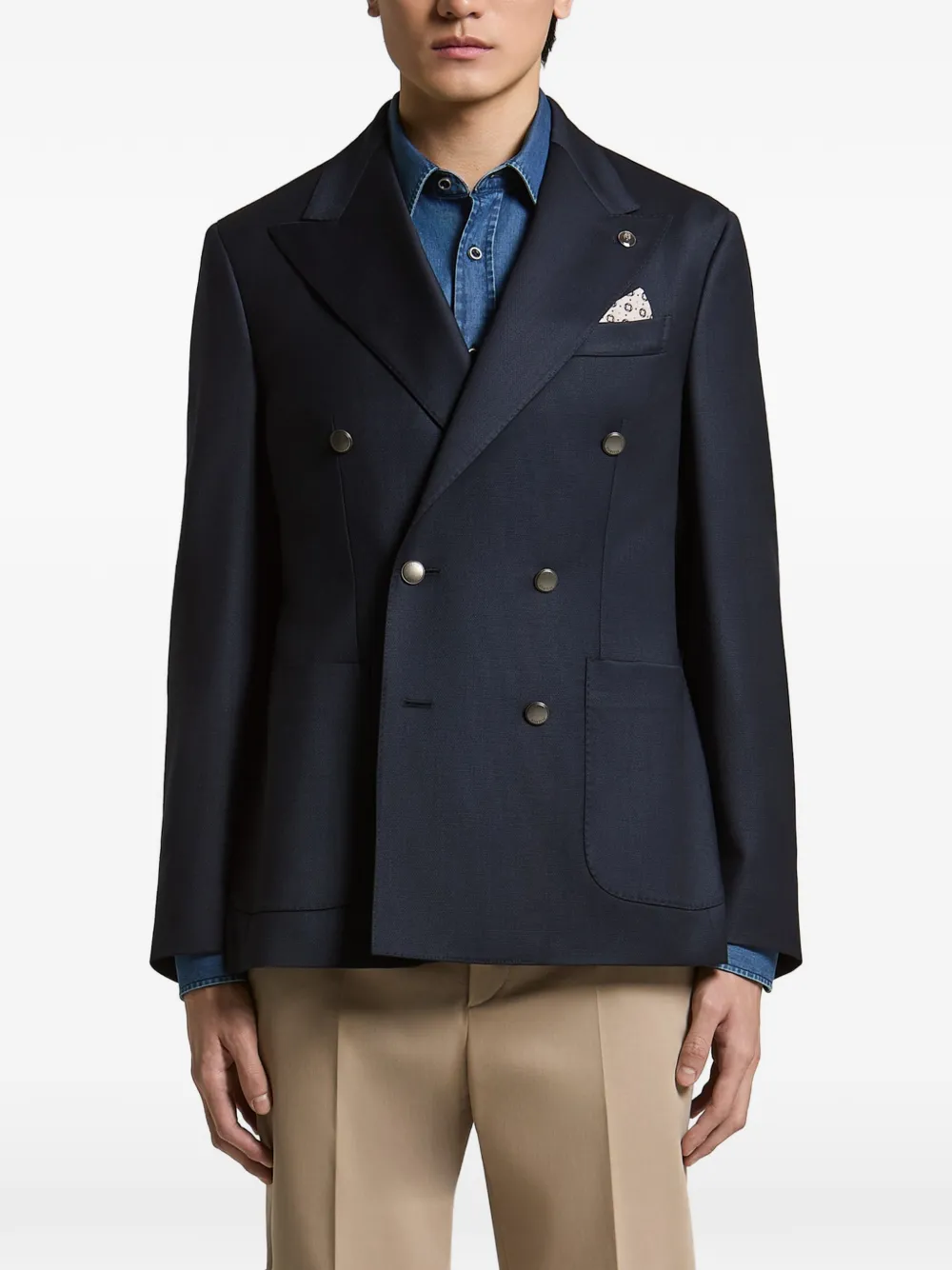 Peserico double-breasted peak-lapel jacket