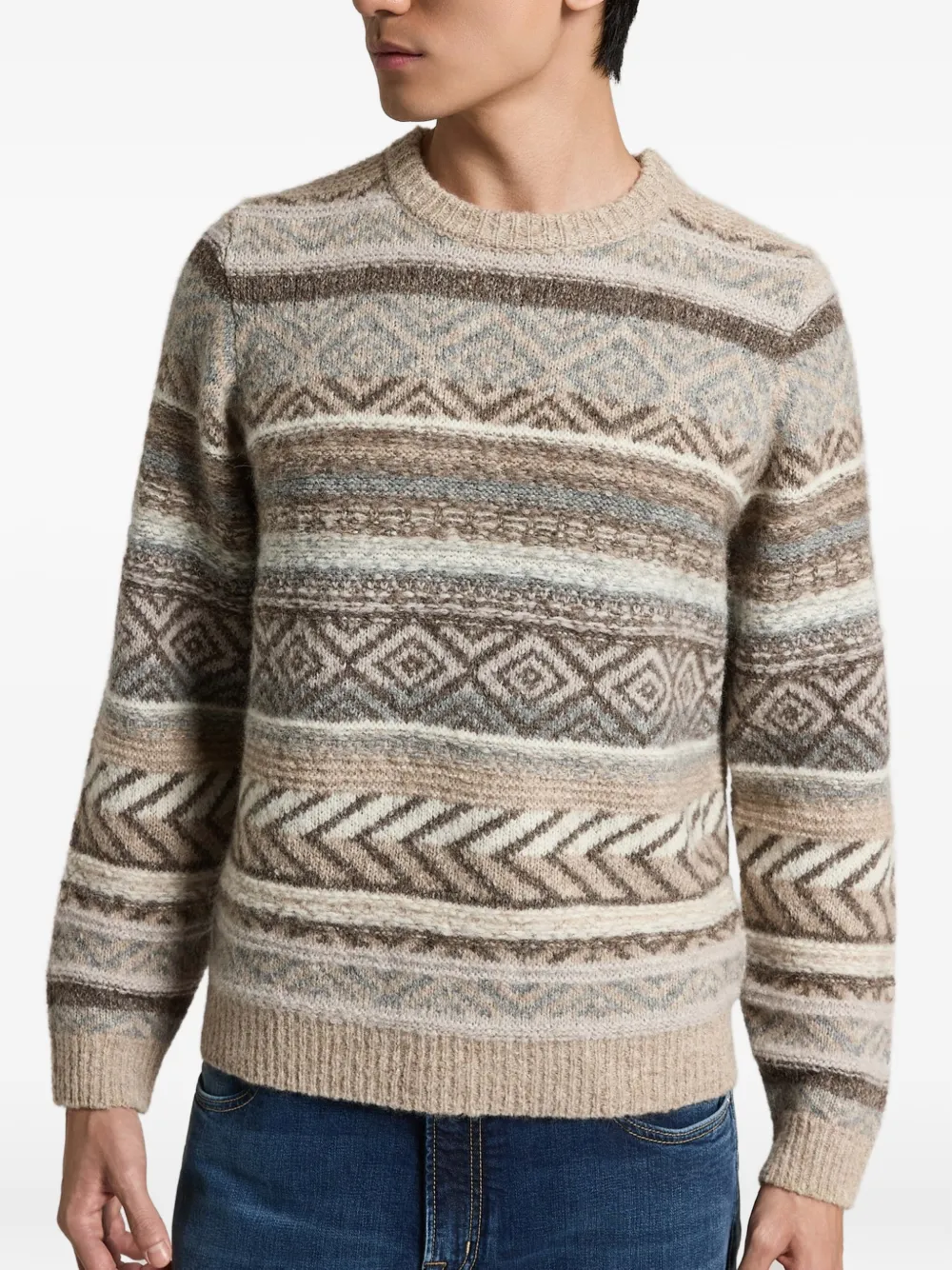 Peserico Fair Isle gebreide trui Beige