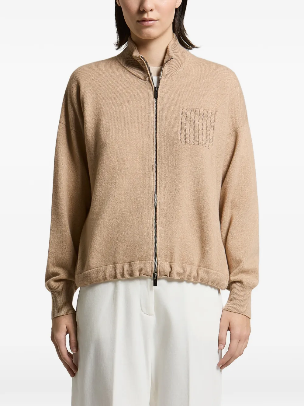 Peserico zip-up ribbed cardigan - Neutrals