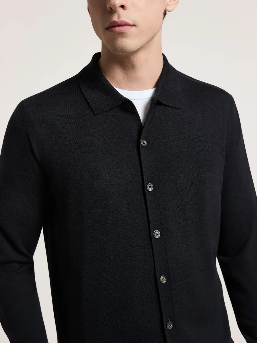 Peserico Vest met polokraag en knopen Blauw