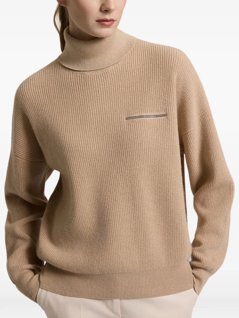 Peserico ribbed-knit roll-neck sweater Beige