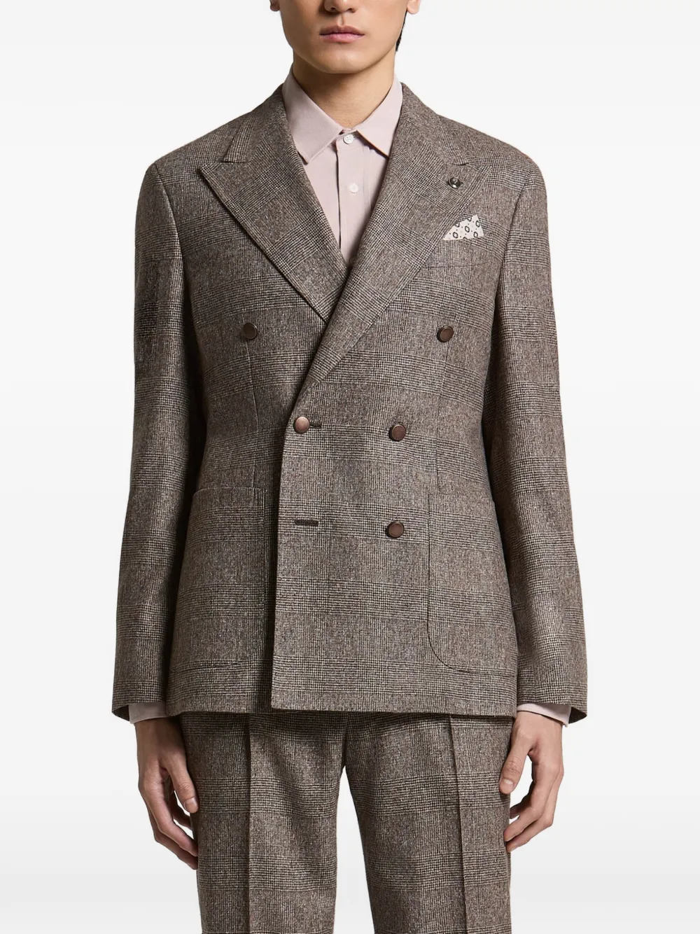 Peserico double-breasted Prince of Wales check jacket
