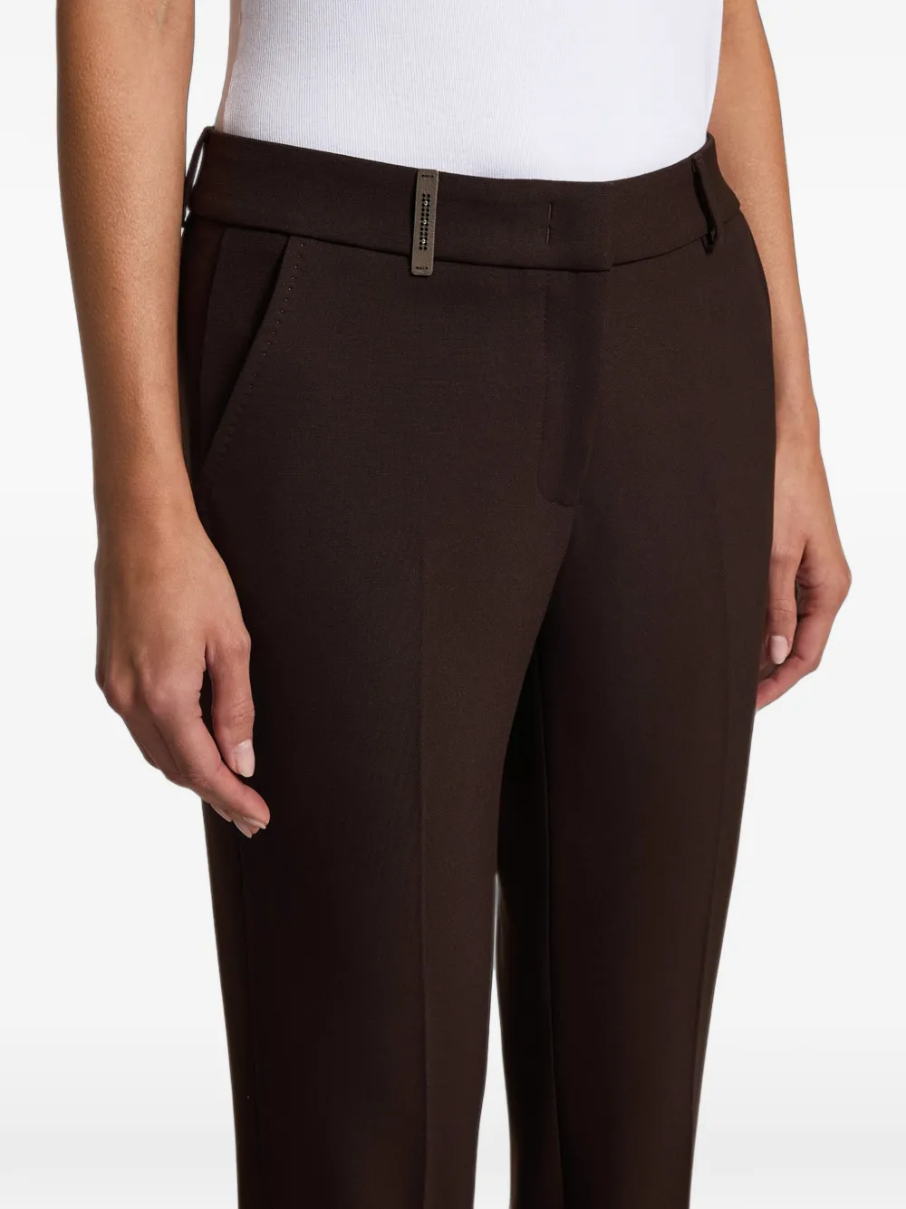 Peserico Cropped broek verfraaid met kralen Bruin