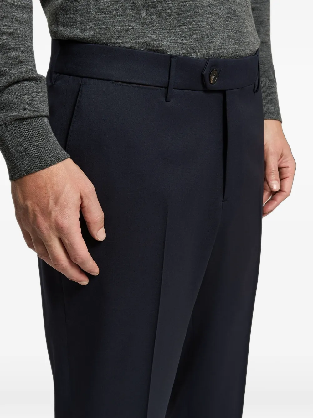 Peserico Plooibroek met omgeslagen pijpen Blauw