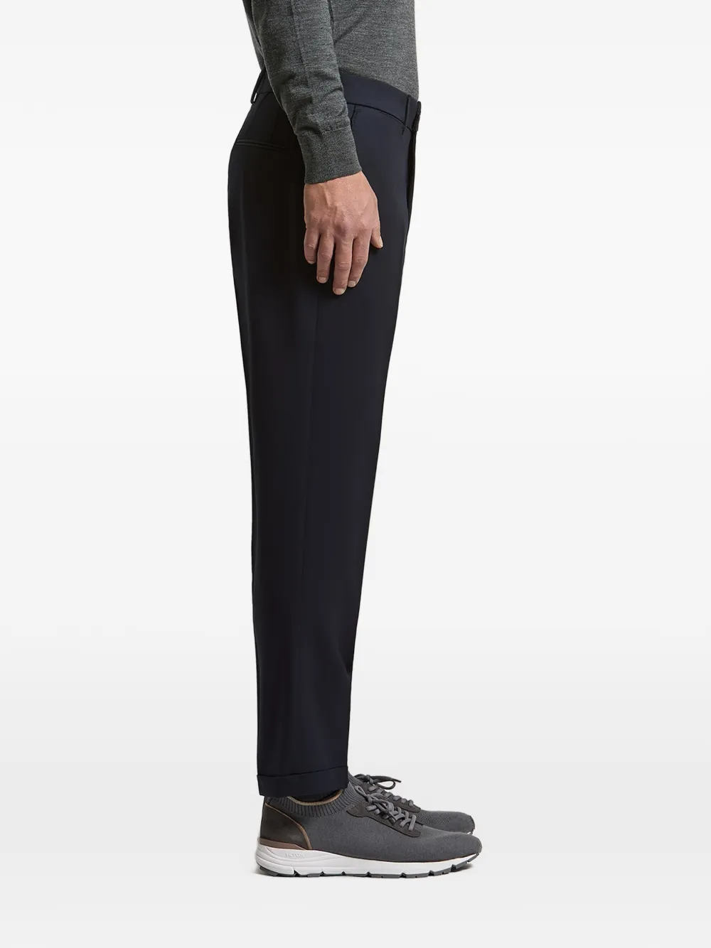 Peserico Plooibroek met omgeslagen pijpen Blauw