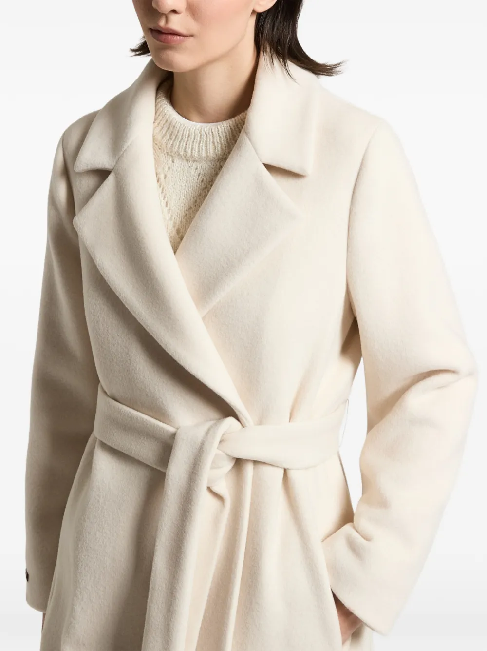Peserico Jas met gekerfde revers en ceintuur Beige
