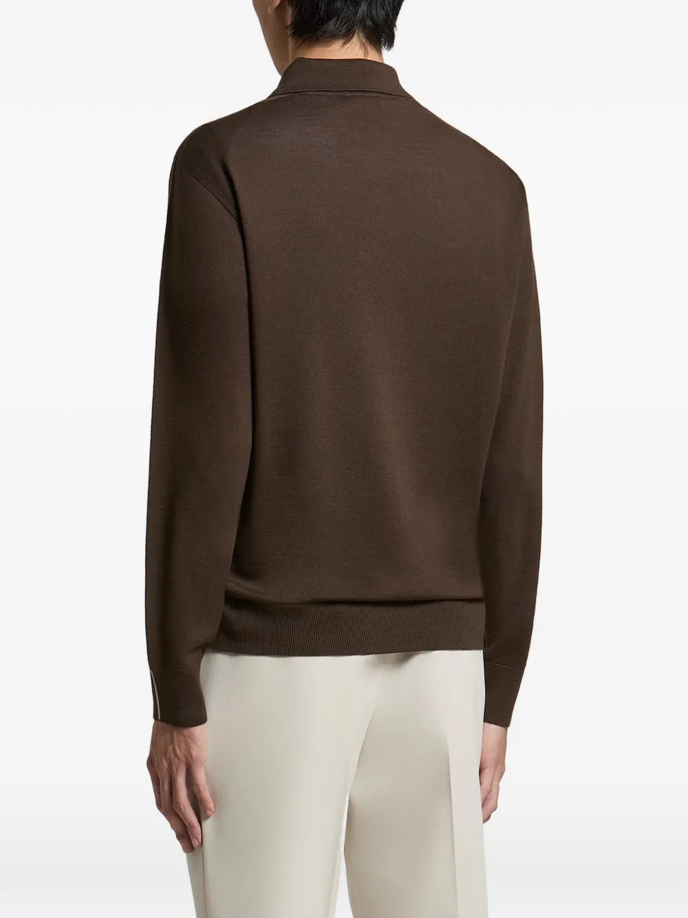Peserico Poloshirt met lange mouwen Bruin