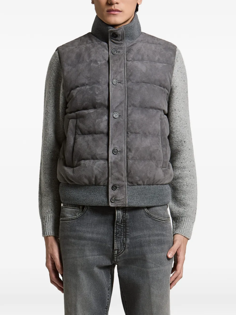 Peserico quilted panel-knit jacket