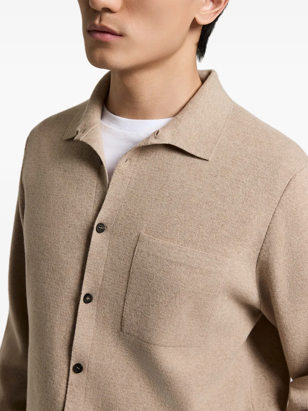 Peserico button-up chest-pocket shirt Beige