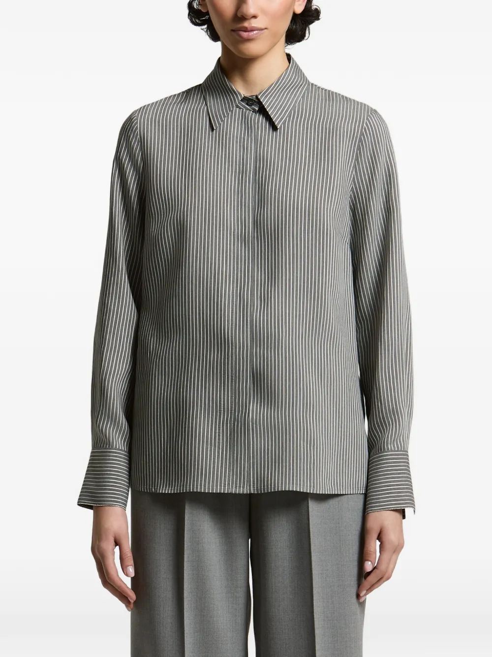 Peserico vertical-stripe shirt - Grau
