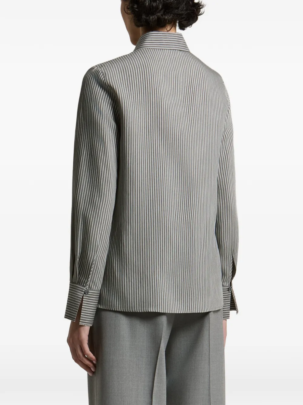 Peserico vertical-stripe shirt Grijs