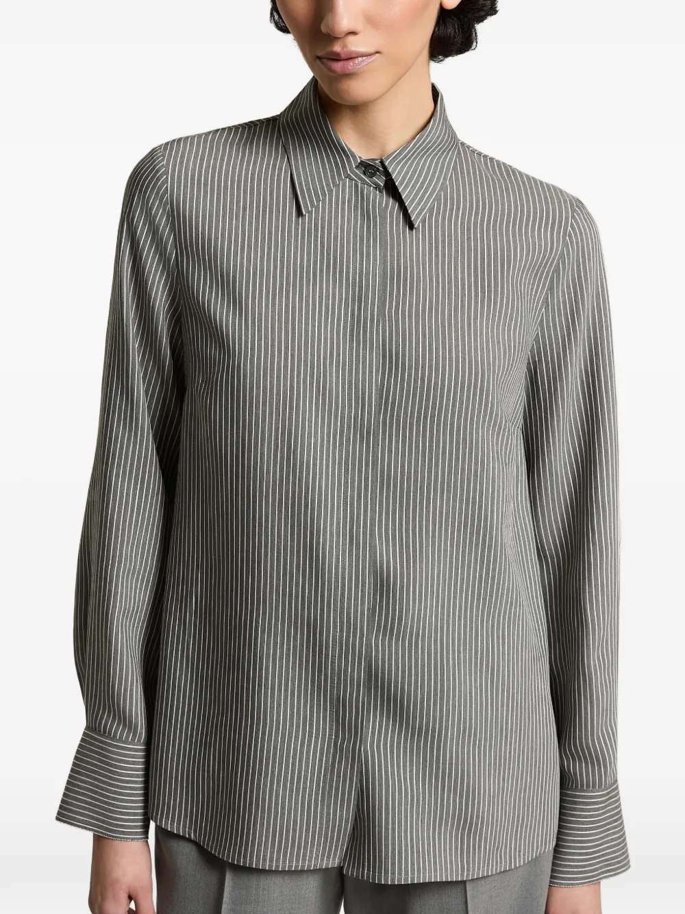 Peserico vertical-stripe shirt Grijs