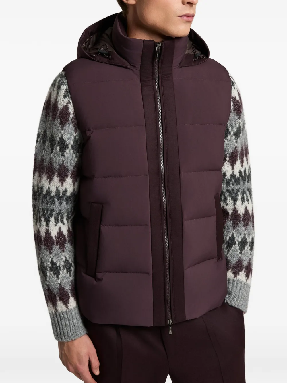Peserico Bodywarmer met capuchon Paars