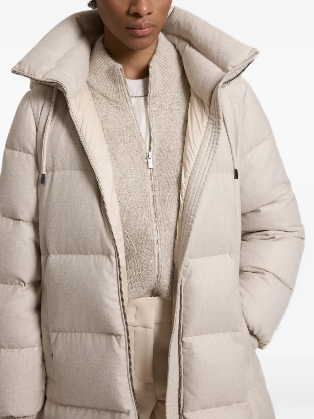 Peserico Gewatteerde donsjas met capuchon Beige