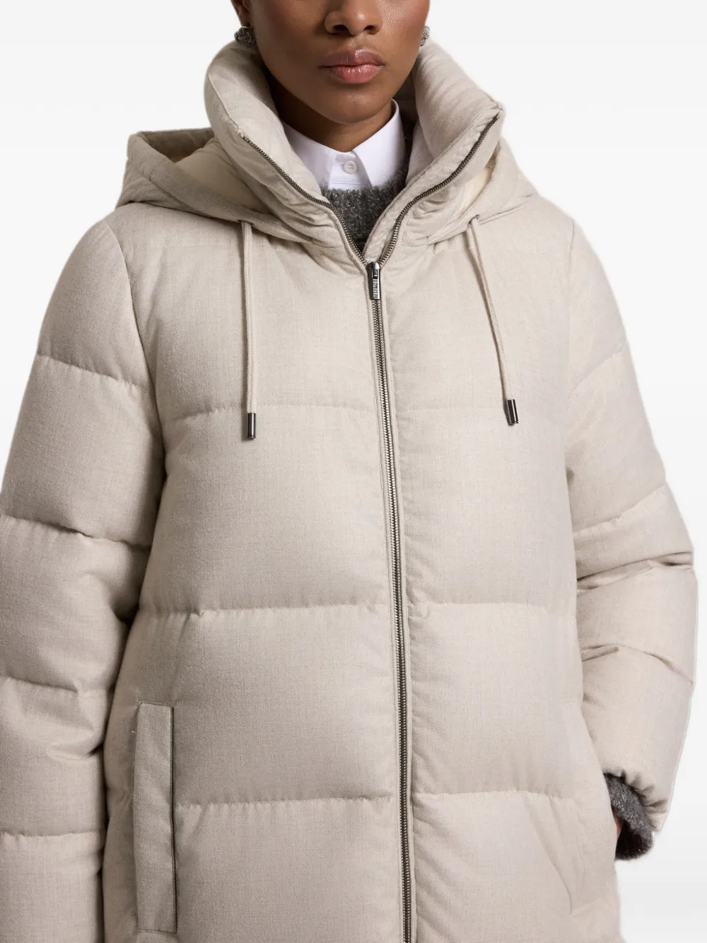 Peserico Gewatteerde donsjas met capuchon Beige