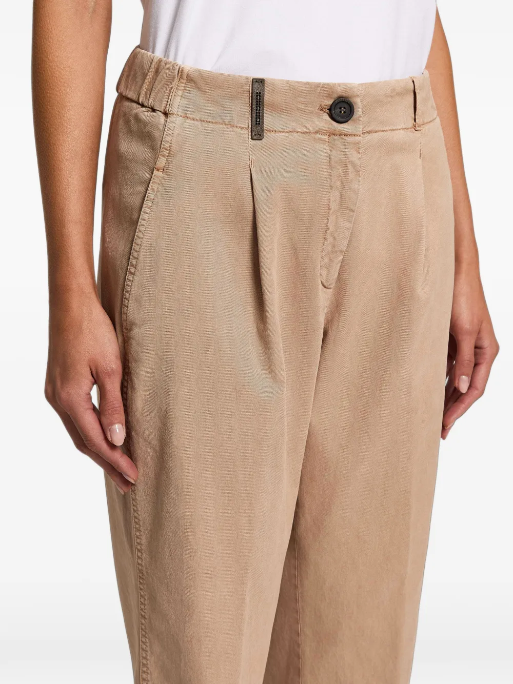 Peserico pleated turn-up tapered trousers Beige