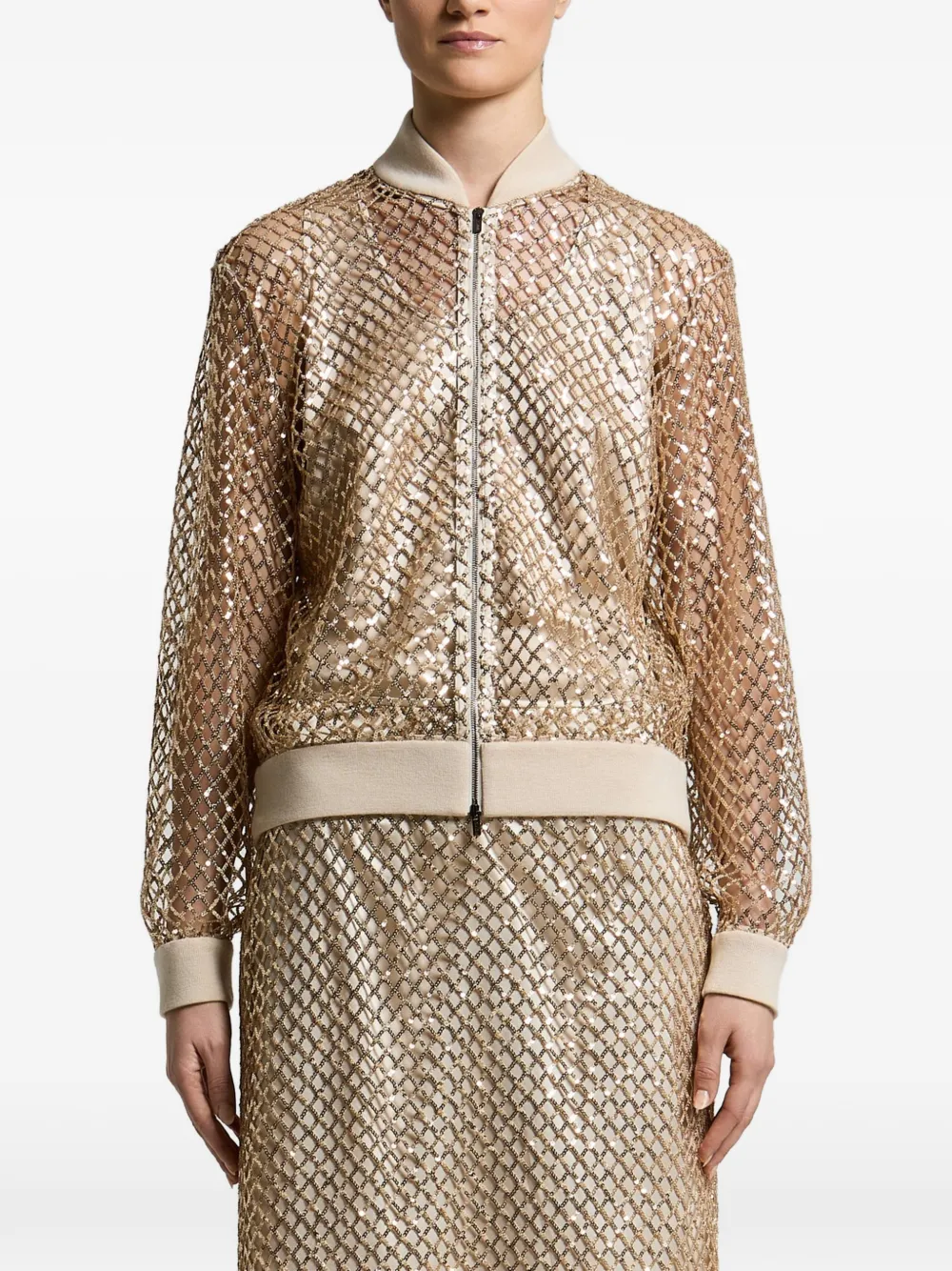 Peserico sequin-embellished mesh-knit jacket