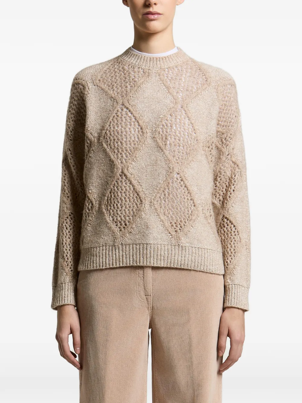 Peserico argyle open-knit sweater - Neutrals