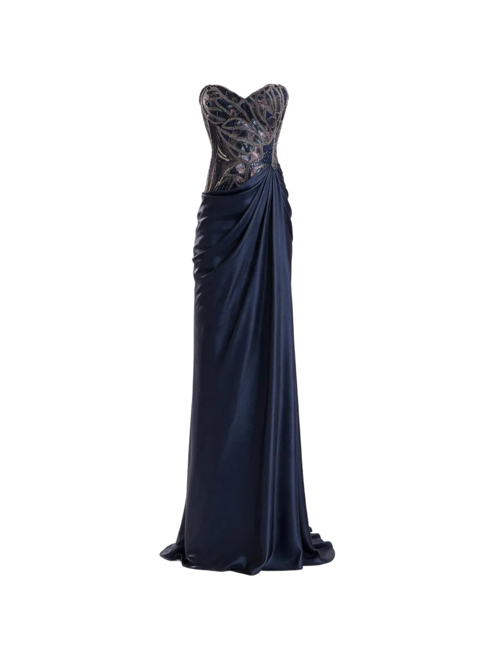 Gemy Maalouf Jurk met kralen en sweetheart-hals Blauw
