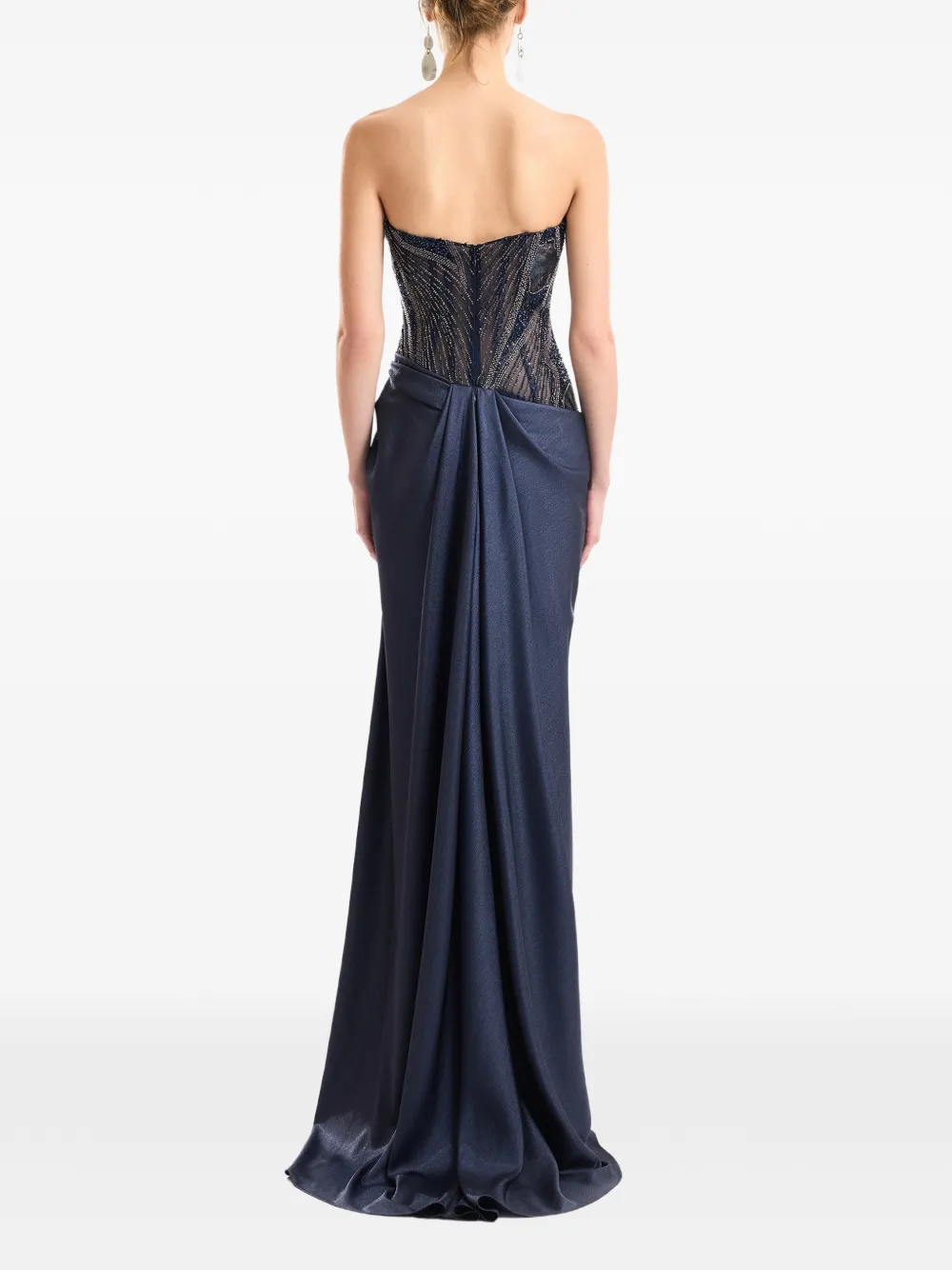 Gemy Maalouf Jurk met kralen en sweetheart-hals Blauw