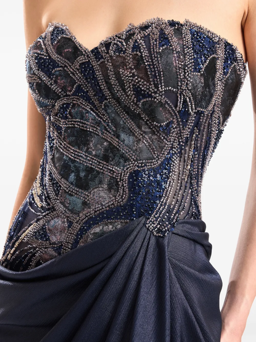Gemy Maalouf Jurk met kralen en sweetheart-hals Blauw