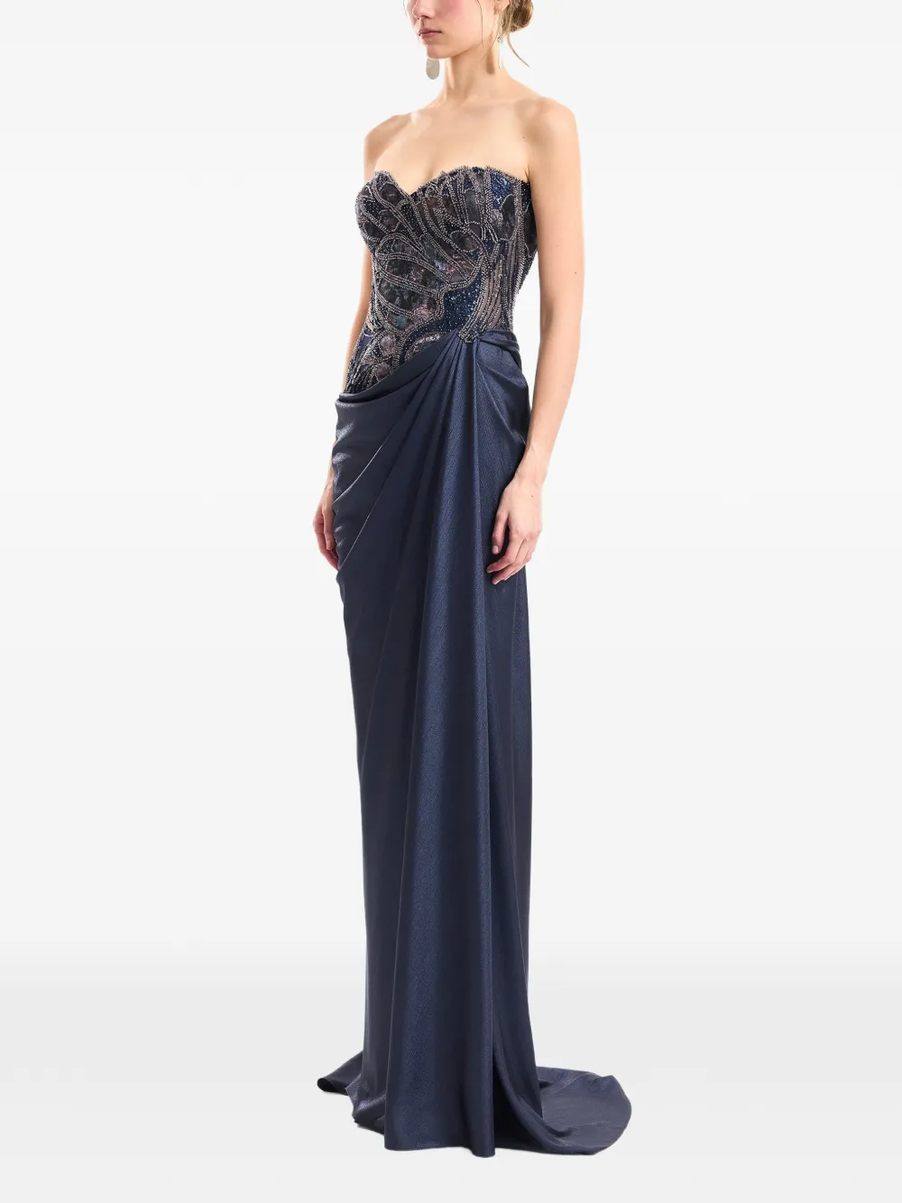 Gemy Maalouf Jurk met kralen en sweetheart-hals Blauw