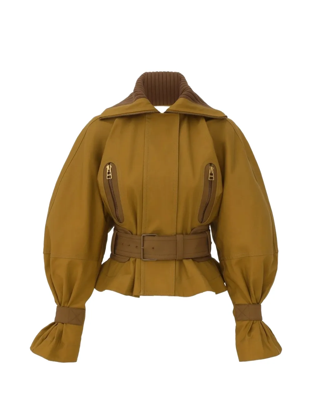 Zimmermann Valiant Drill Belted Balloon-sleeve Jacket in Yellow