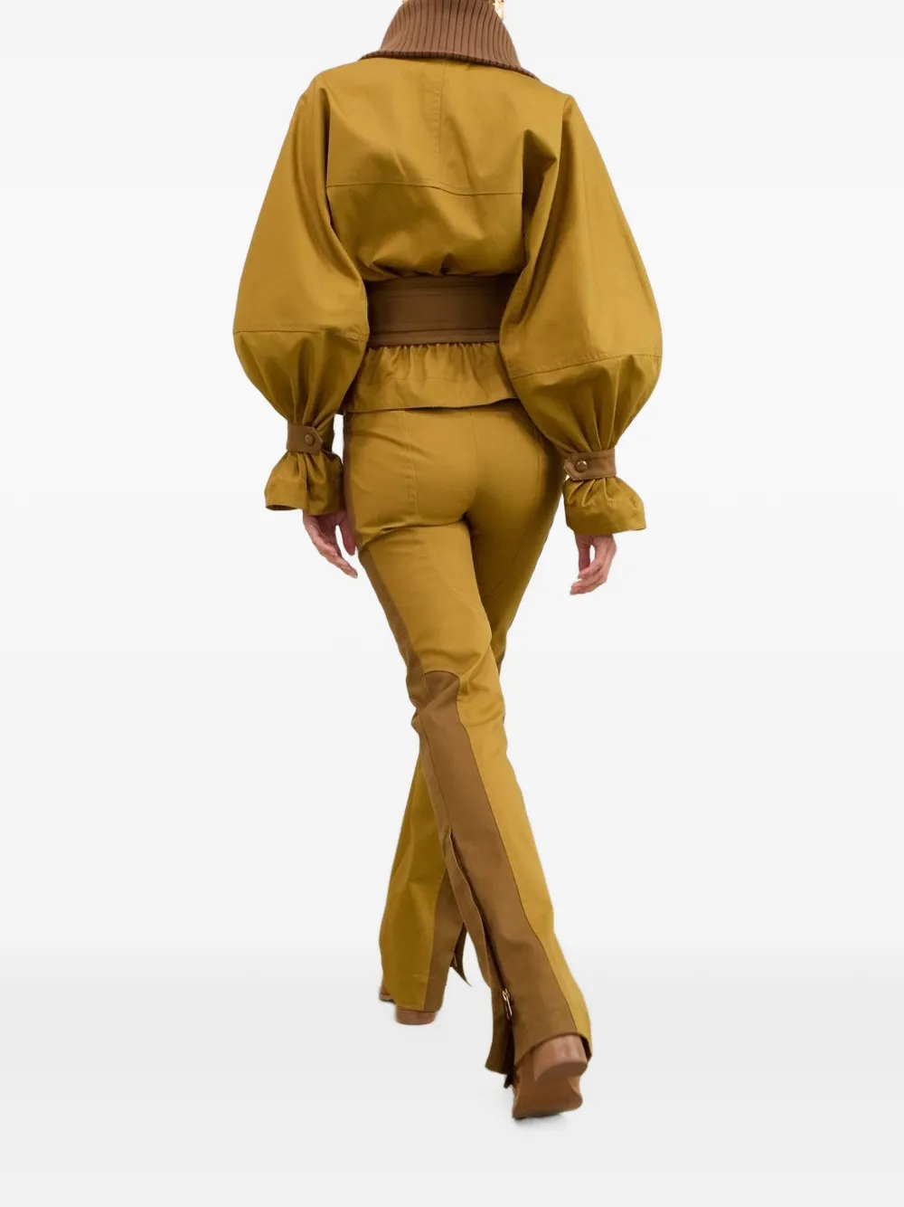 ZIMMERMANN Valiant Drill Belted Balloon-sleeve Jacket in Yellow, view 3