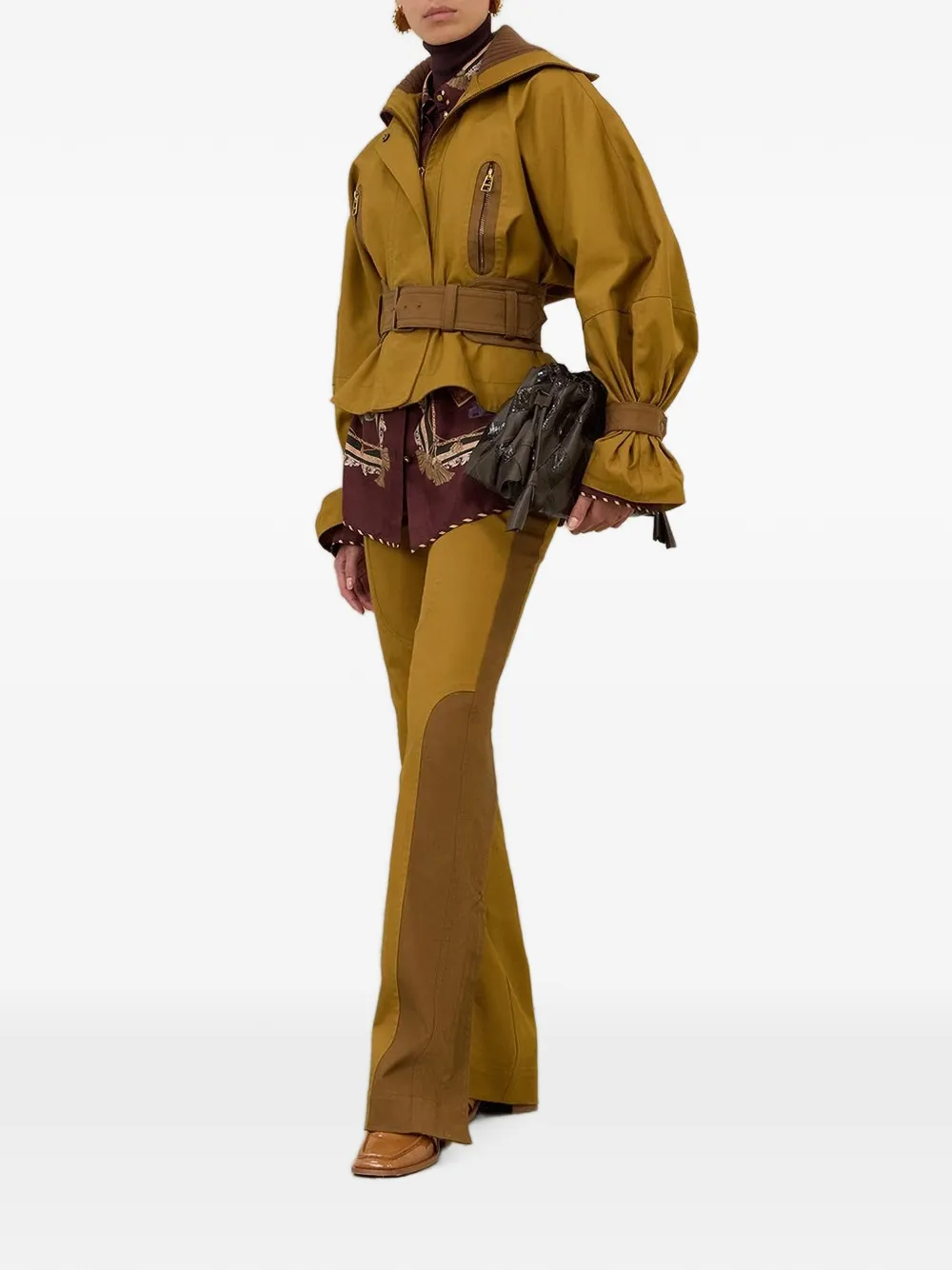 ZIMMERMANN Valiant Drill Belted Balloon-sleeve Jacket in Yellow, view 2