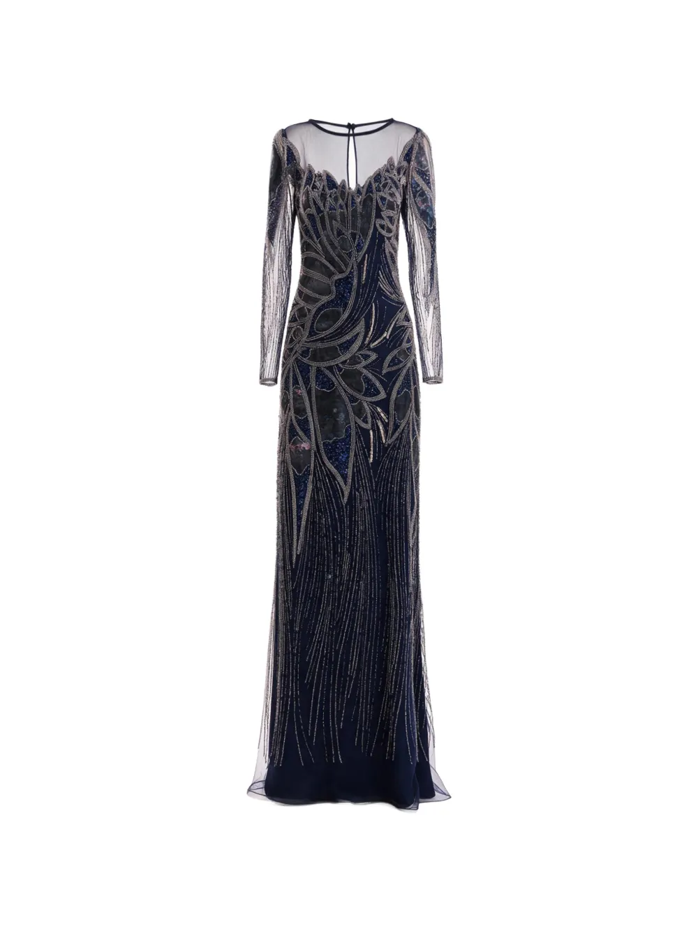 Gemy Maalouf beaded illusion-panel dress