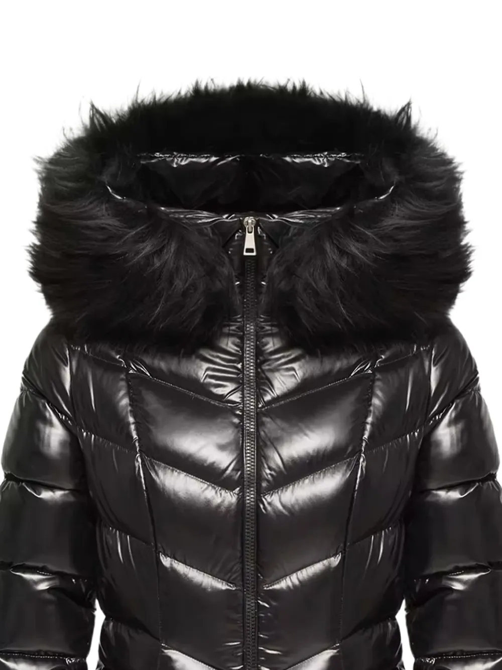 Moncler Fulmarusse jas met afwerking van imitatiebont Zwart