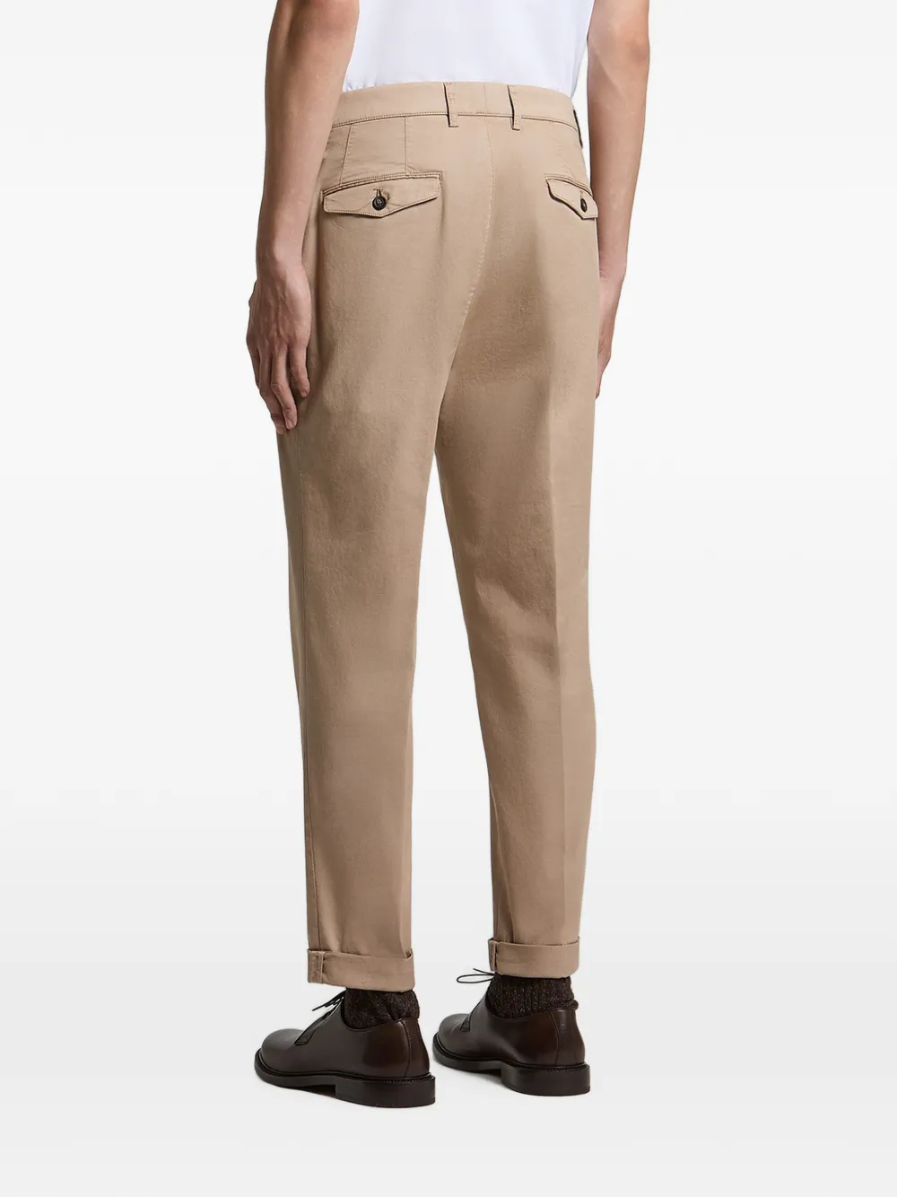 Peserico Geplooide broek met omgeslagen pijpen Beige