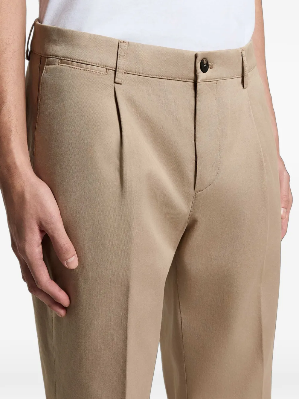 Peserico Geplooide broek met omgeslagen pijpen Beige