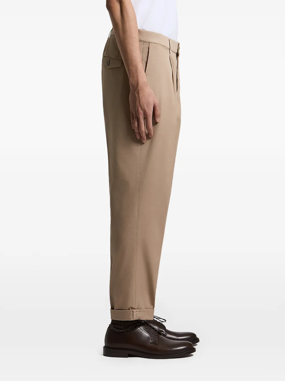 Peserico Geplooide broek met omgeslagen pijpen Beige