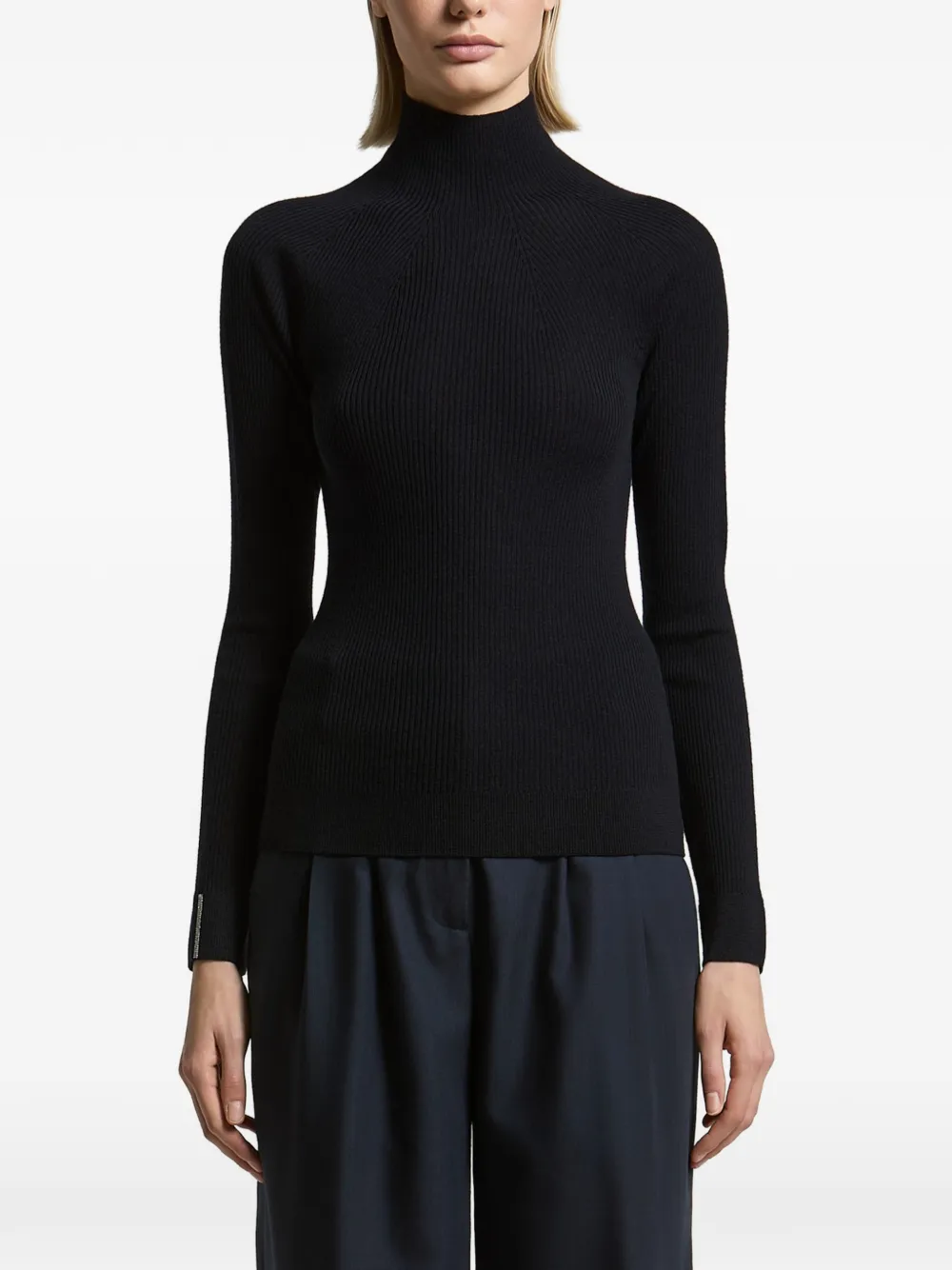 Peserico ribbed-knit high-neck sweater - Black