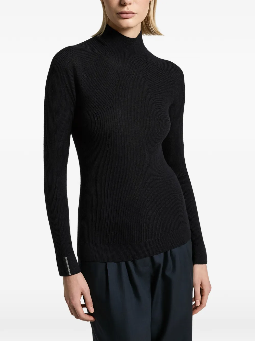 Peserico ribbed-knit high-neck sweater Zwart