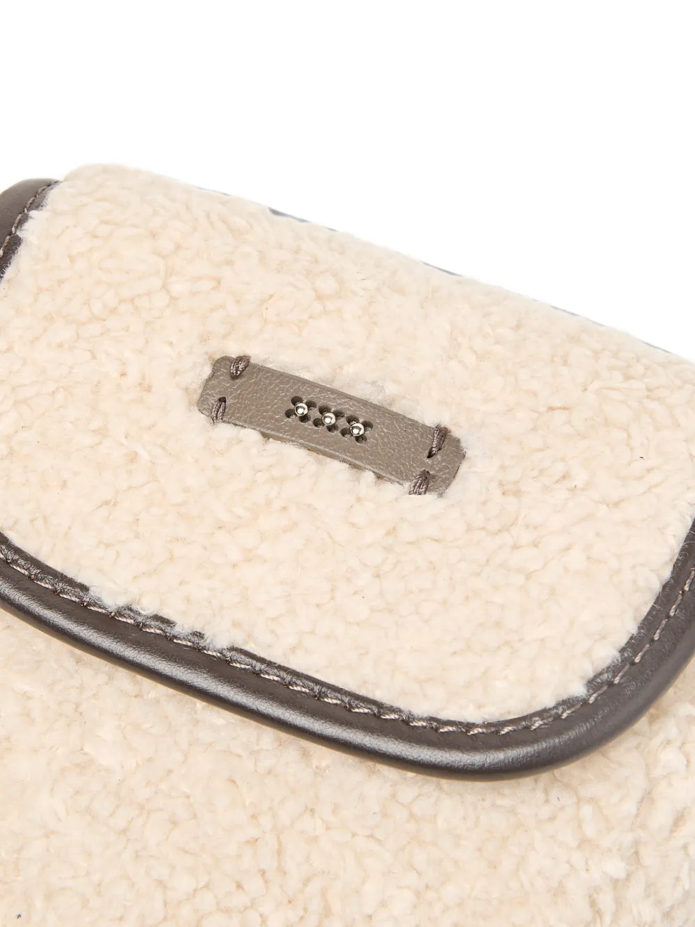 Peserico Crossbodytas met fleece-textuur en leren afwerking Beige