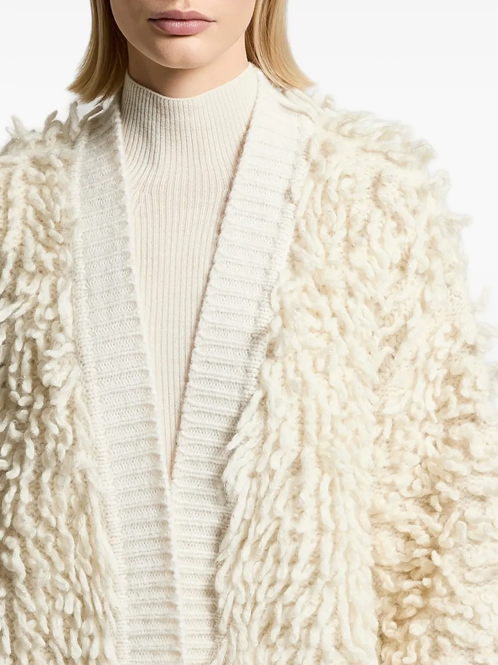 Peserico Shaggy gebreid vest Beige