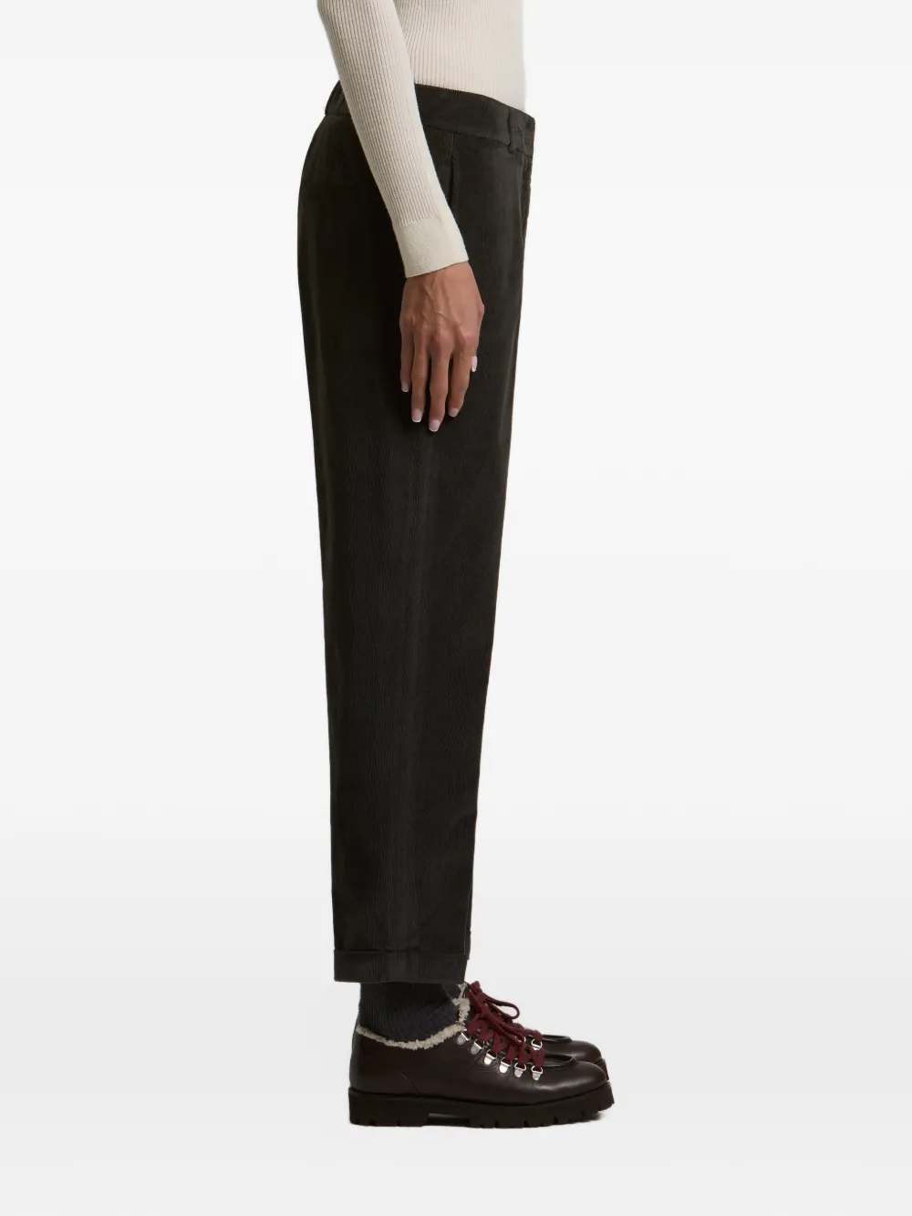 Peserico corduroy-effect turn-up tapered trousers Bruin