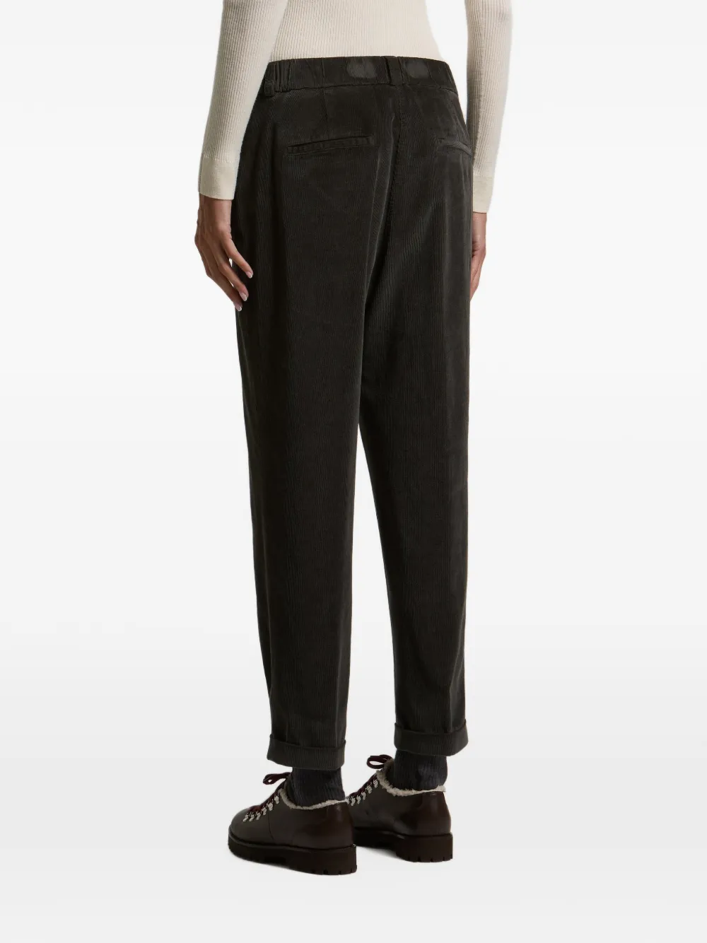 Peserico corduroy-effect turn-up tapered trousers Bruin
