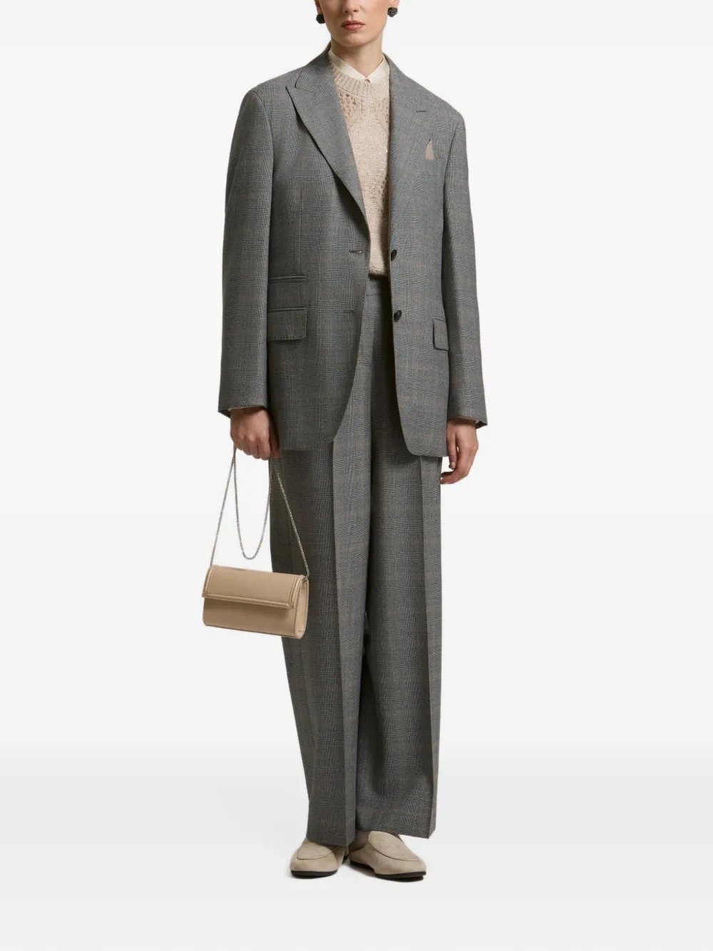 Peserico Prince of Wales check tailored trousers Grijs