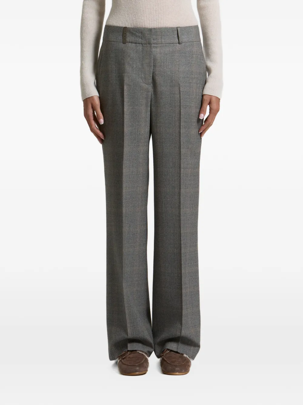 Peserico Prince of Wales check tailored trousers Grijs