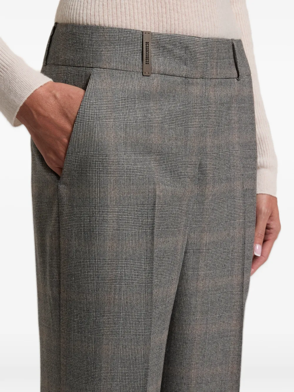 Peserico Prince of Wales check tailored trousers Grijs