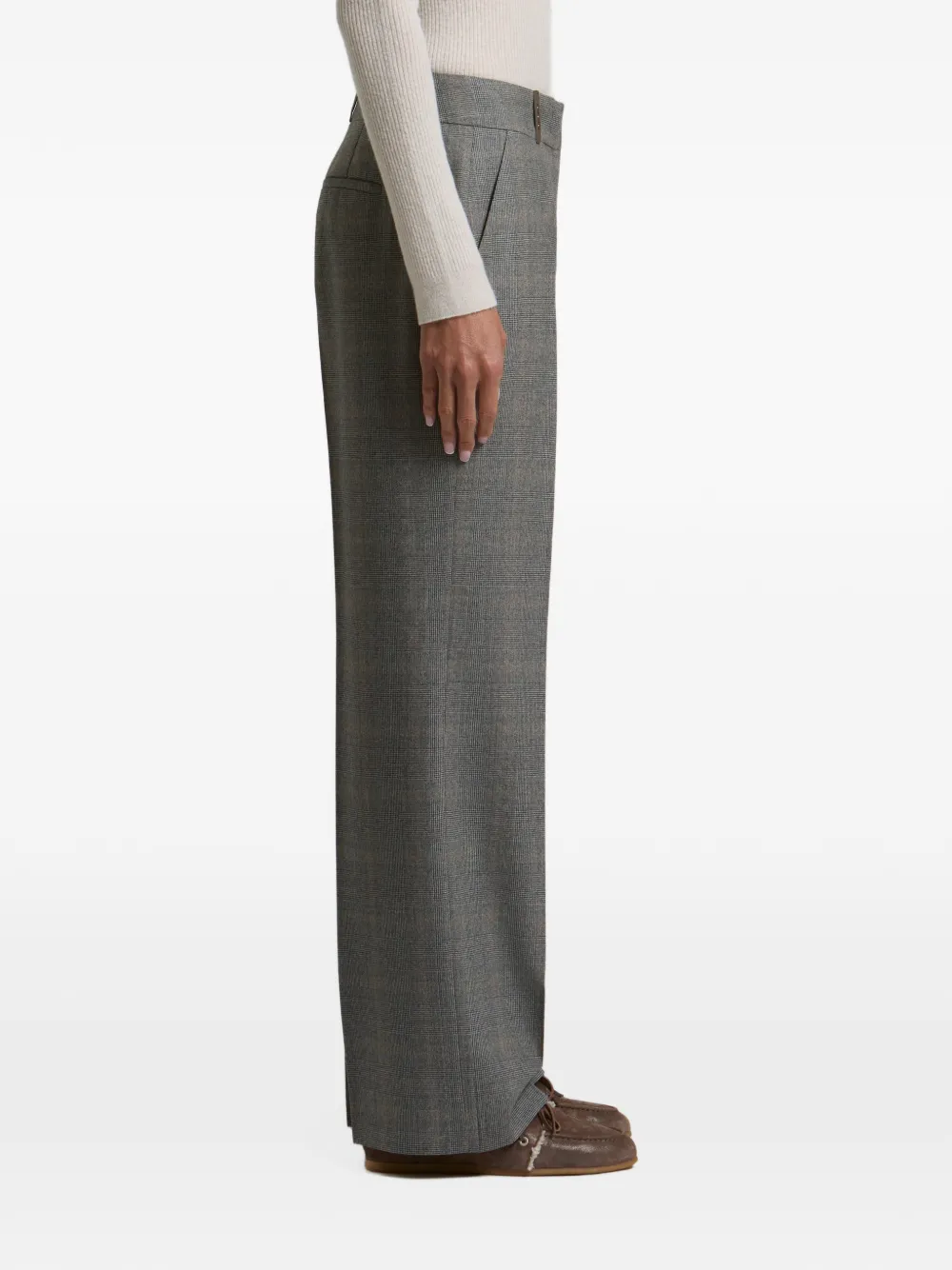 Peserico Prince of Wales check tailored trousers Grijs