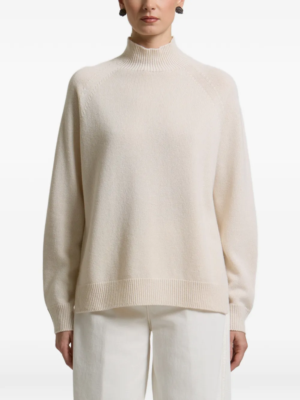 Peserico high-neck raglan-sleeve sweater Beige