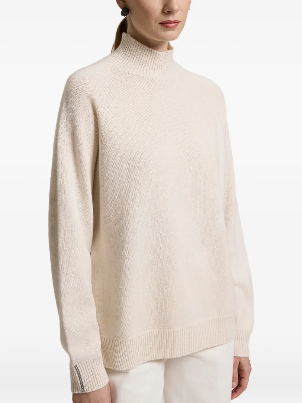 Peserico high-neck raglan-sleeve sweater Beige