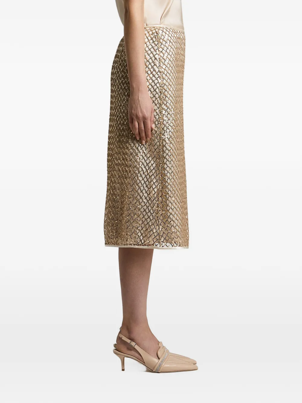 Peserico Midi-rok met pailletten Goud